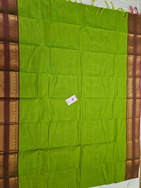 Green with Pink Lakshadeepam Pattern Kanchi Cotton Sarees