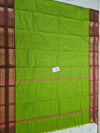 Green with Pink Lakshadeepam Pattern Kanchi Cotton Sarees