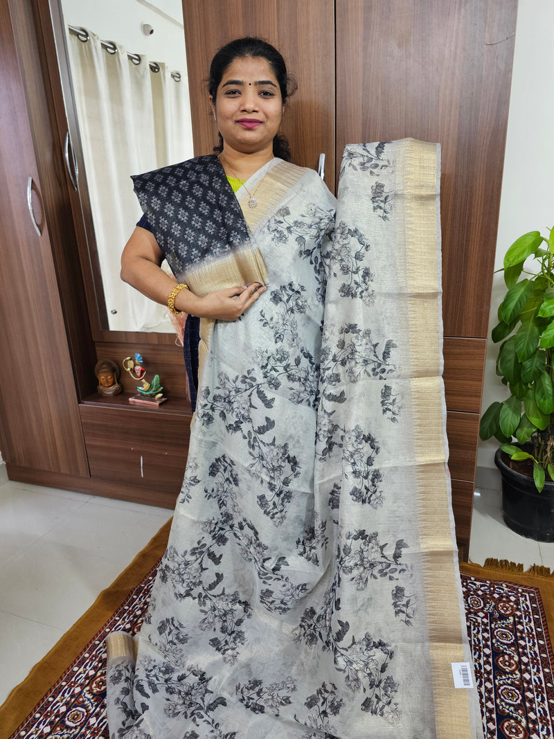 Tissue Saree - Black and White