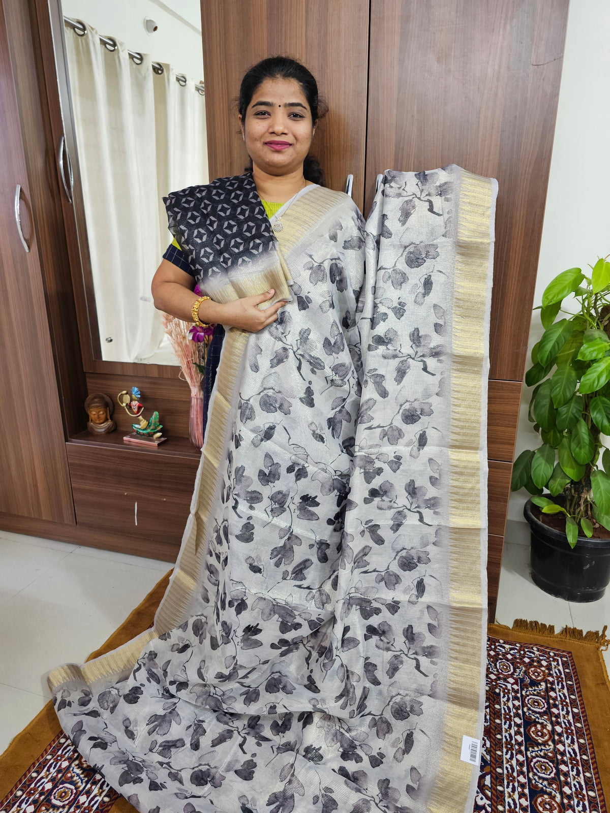 Tissue Saree - Black and White