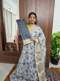 Tissue Saree - Black and White