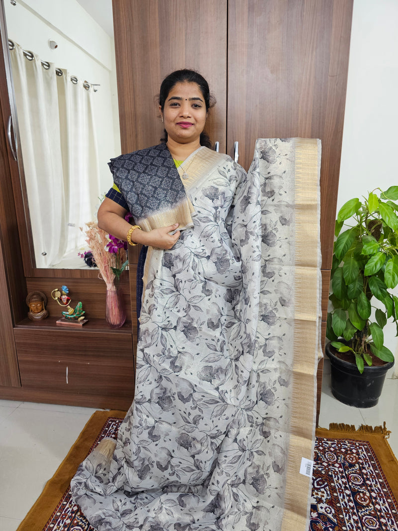 Tissue Saree - Black and White