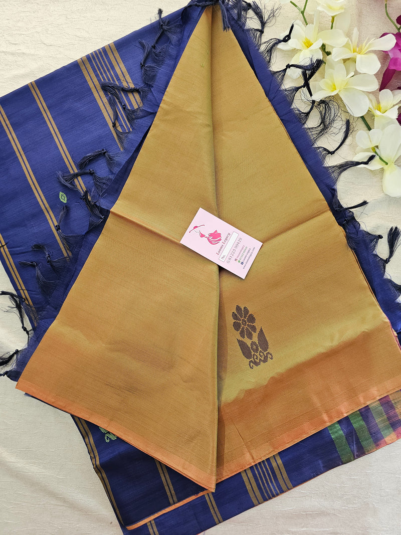 Dual Shade Green cum Brown and Blue  Chinnalampattu Saree with Blouse