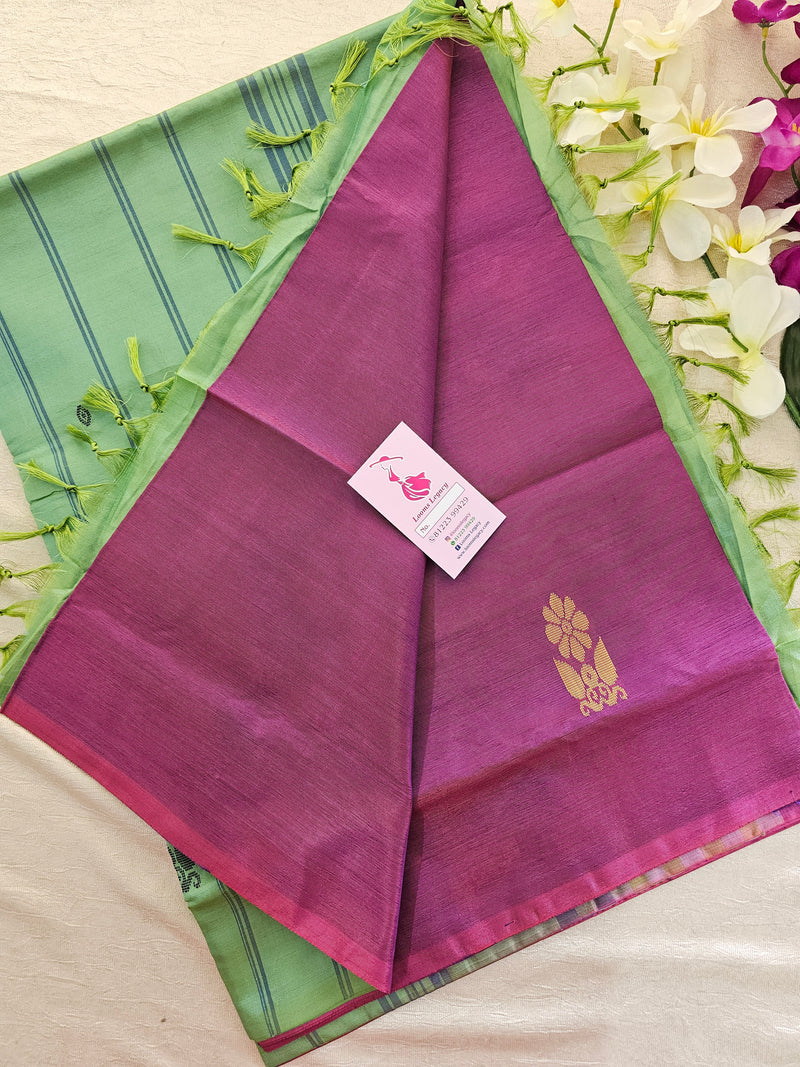 Mangenta Pink and Green Chinnalampattu Saree with Blouse