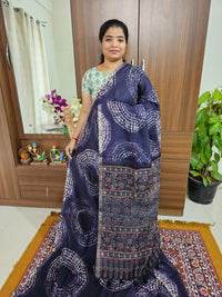 Linen Cotton with Ajark Pallu - Violet with Black