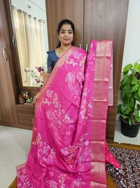 Silk Georgette Saree with Soft Zari Weaving Checks - Pink