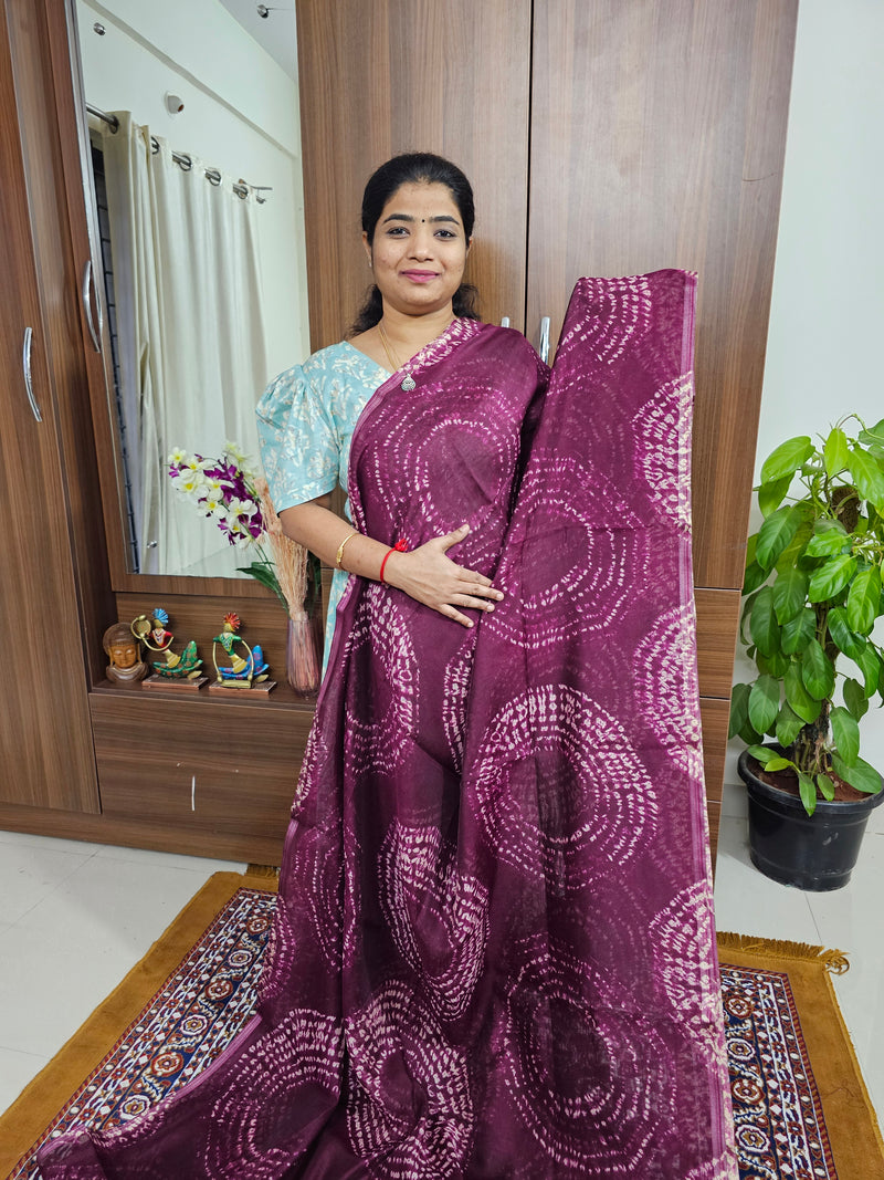 Linen Cotton with Ajark Pallu - Wine with Black