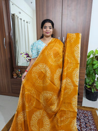 Linen Cotton with Ajark Pallu - Marigold with Black