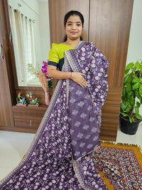 Semi Chanderi Saree - Purple