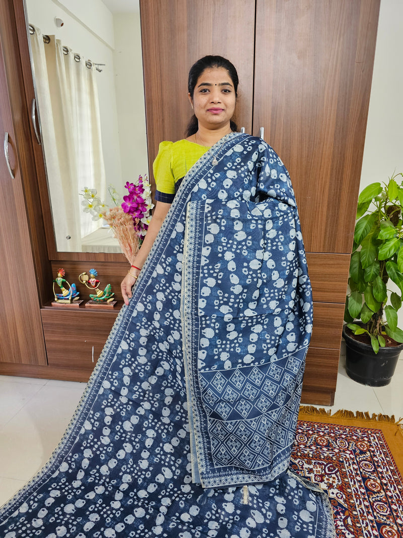 Semi Chanderi Saree - Blue