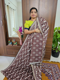 Semi Chanderi Saree - Brown