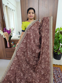 Semi Chanderi Saree - Brown