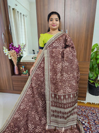 Semi Chanderi Saree - Brown