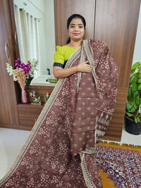 Semi Chanderi Saree - Brown