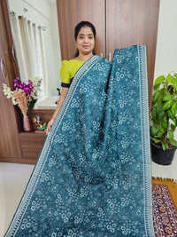 Semi Chanderi Saree - Peacock Green