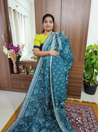 Semi Chanderi Saree - Peacock Green