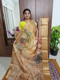 Tissue Linen Saree - Golden Yellow