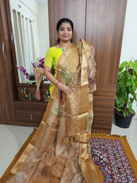 Tissue Linen Saree - Golden Yellow