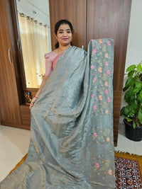 Premium Crushed Designer Soft Saree - Grey