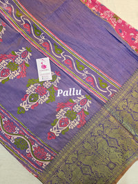 Soft Patola Sarees Kanjivaram Pattern Long Border-Pink with Violet