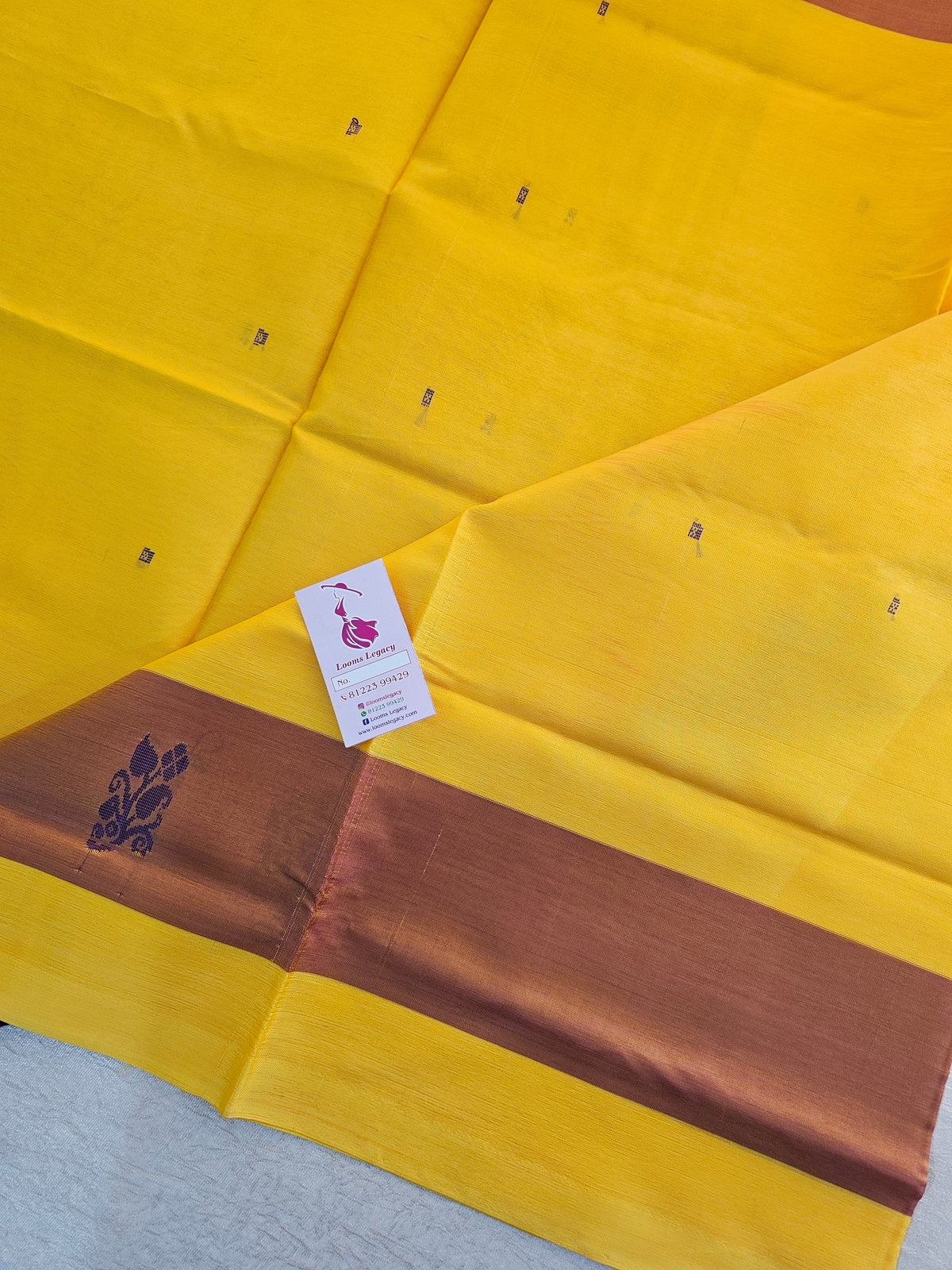 Yellow with Purple Handwoven Chinnalampattu Saree