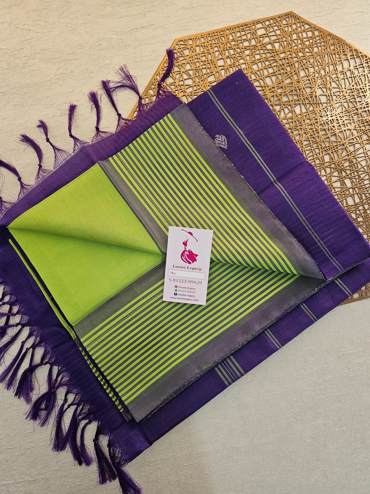 Green with Violet Handwoven Chinnalampattu Saree