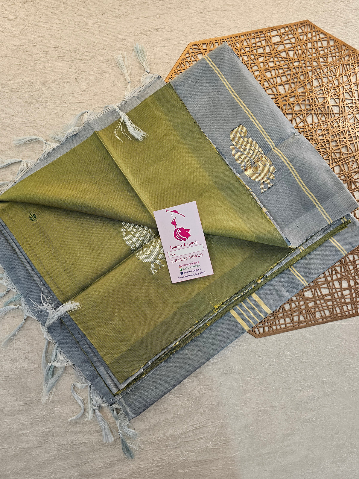 Green with Grey Handwoven Chinnalampattu Saree