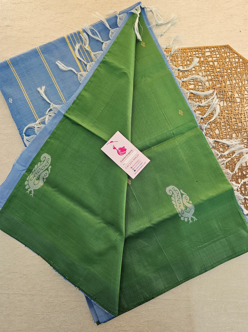 Green with Blue Handwoven Chinnalampattu Saree