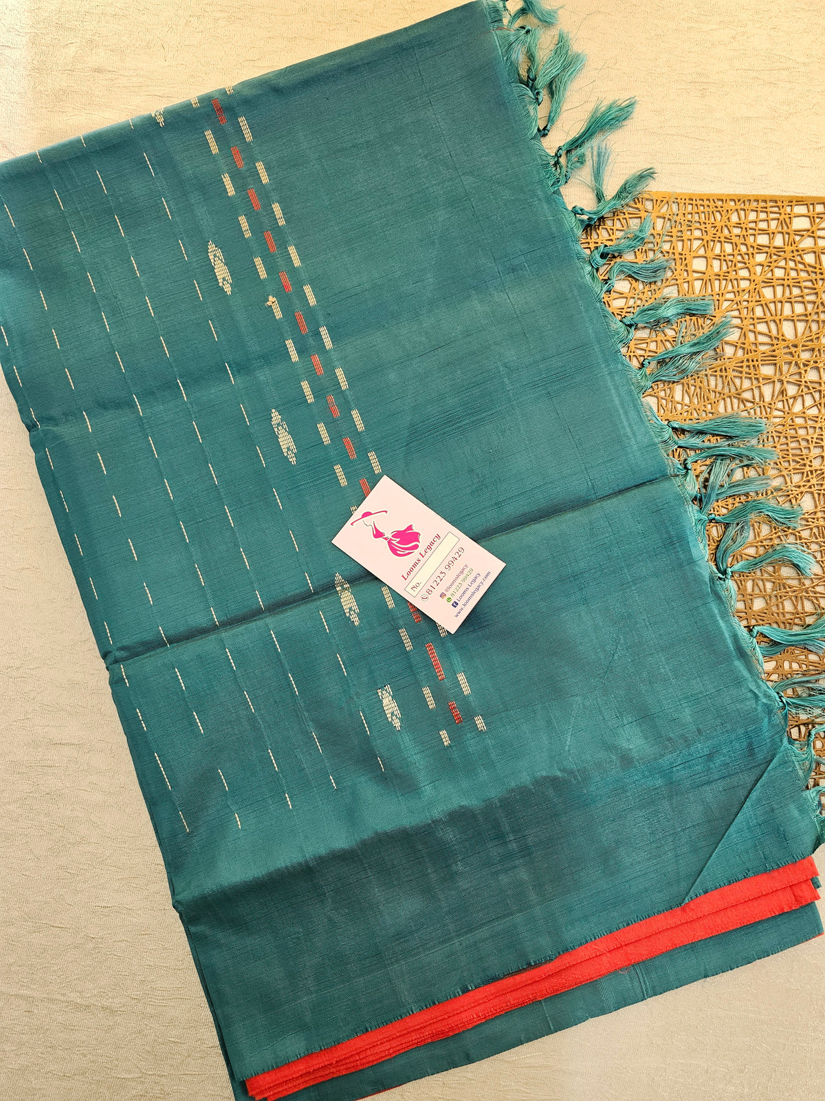 Red with Sea Green Handwoven Chinnalampattu Saree