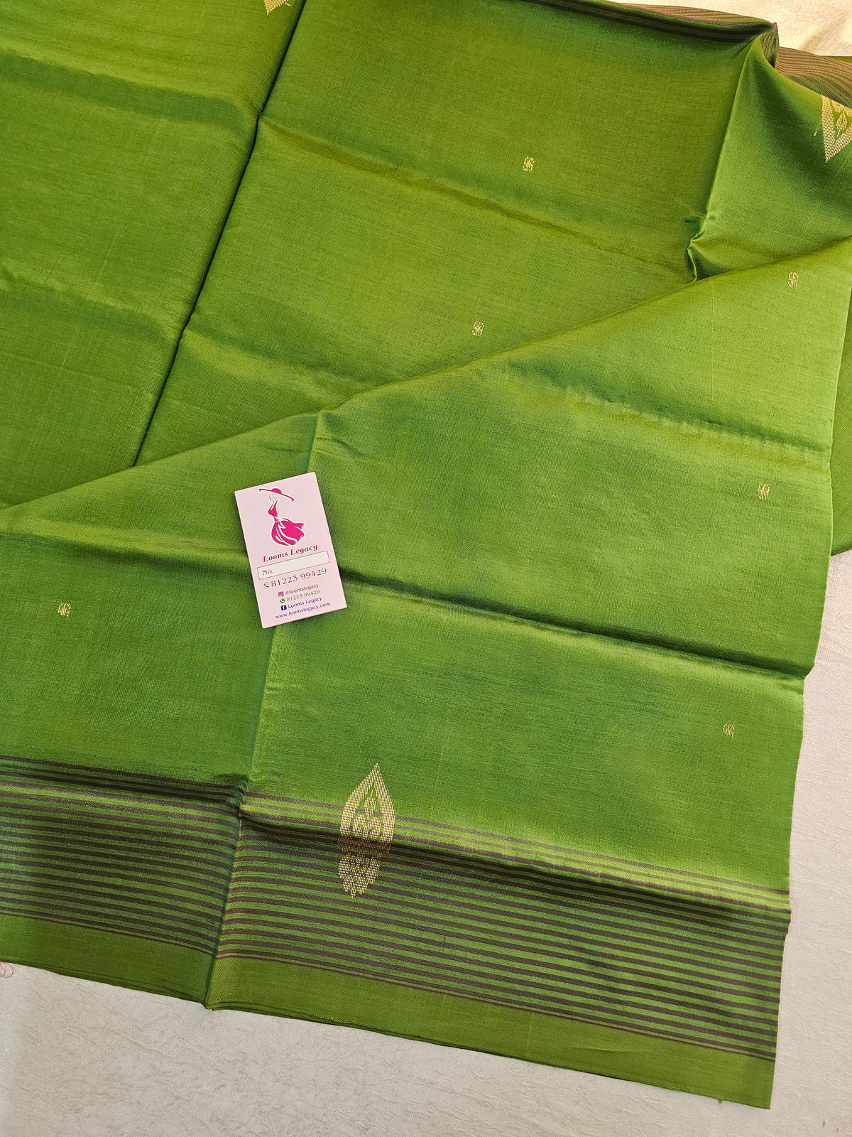 Green with Maroon  Pallu Handwoven Chinnalampattu Saree