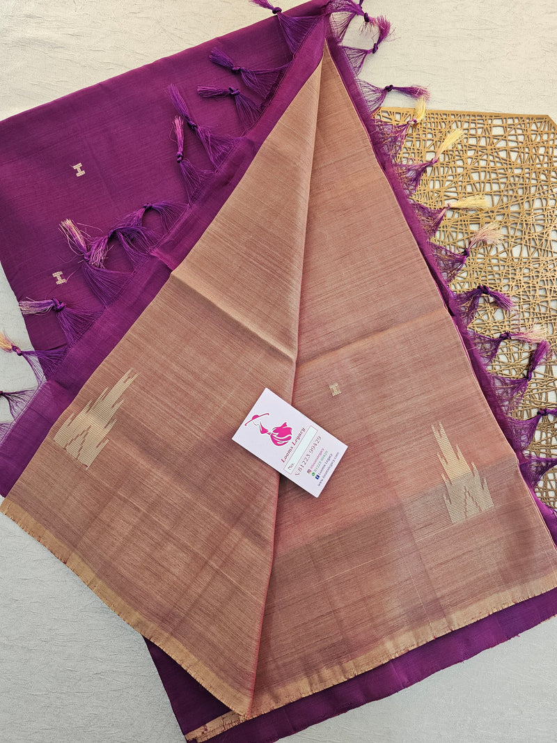 Dual Shade Cream with Magenta Pink Handwoven Chinnalampattu Saree