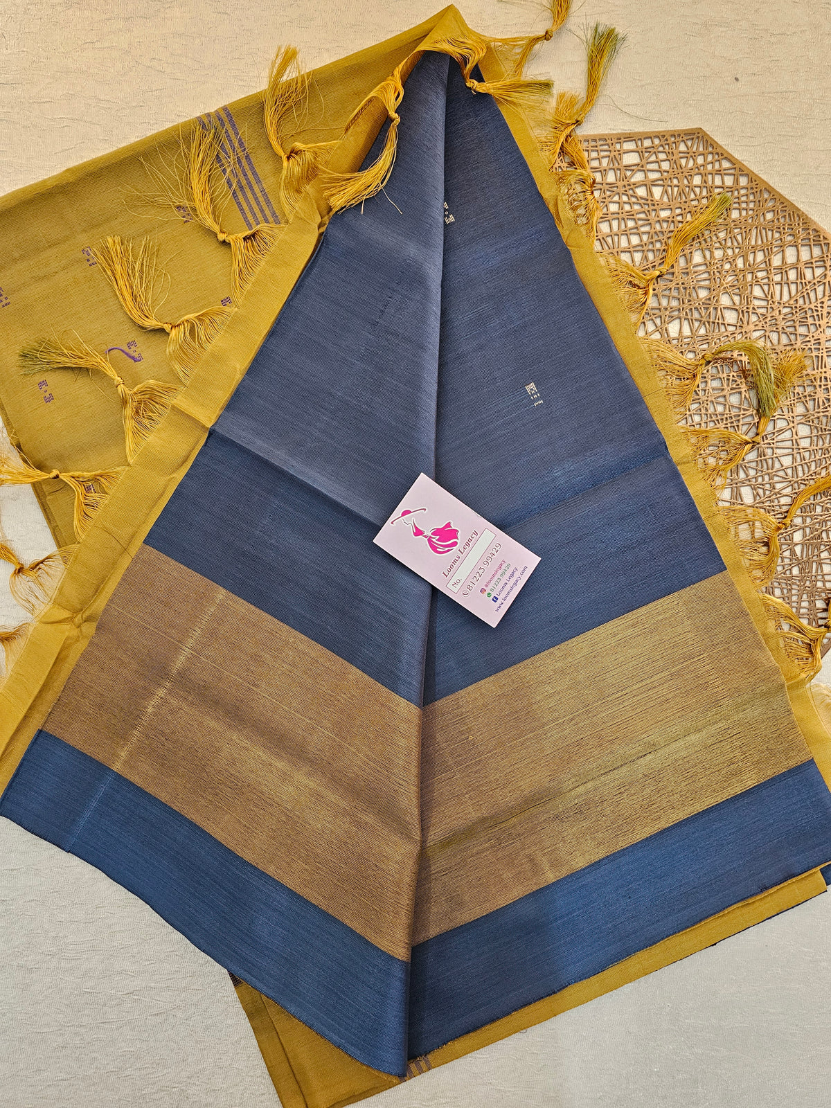 Navy Blue with Brown Pallu Handwoven Chinnalampattu Saree