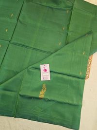 Green with Peach Pallu Handwoven Chinnalampattu Saree