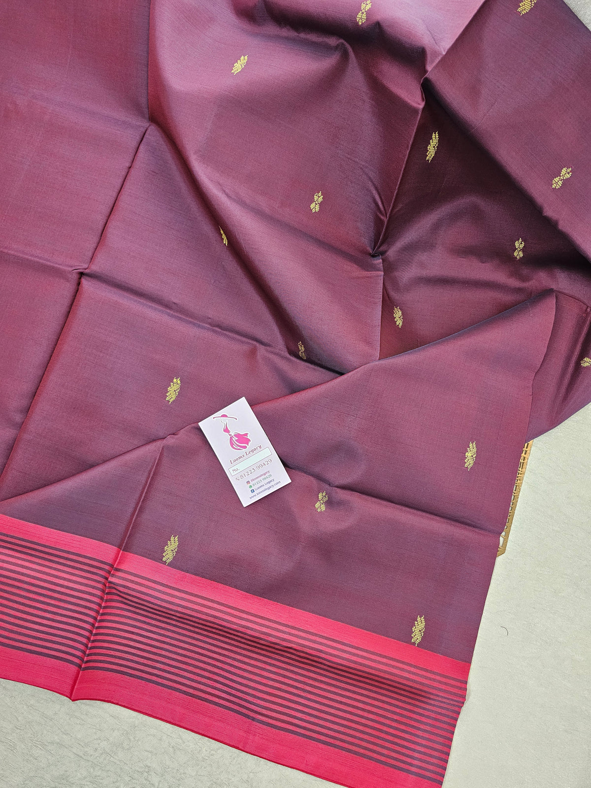 Maroon with Pink Pallu Handwoven Chinnalampattu Saree