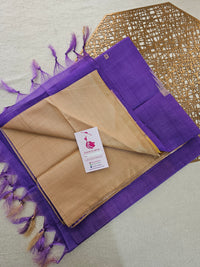 Cream with Lavender Pallu Handwoven Chinnalampattu Saree