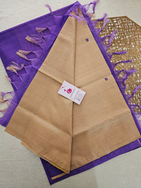 Cream with Lavender Pallu Handwoven Chinnalampattu Saree