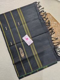 Green with Black Pallu Handwoven Chinnalampattu Saree