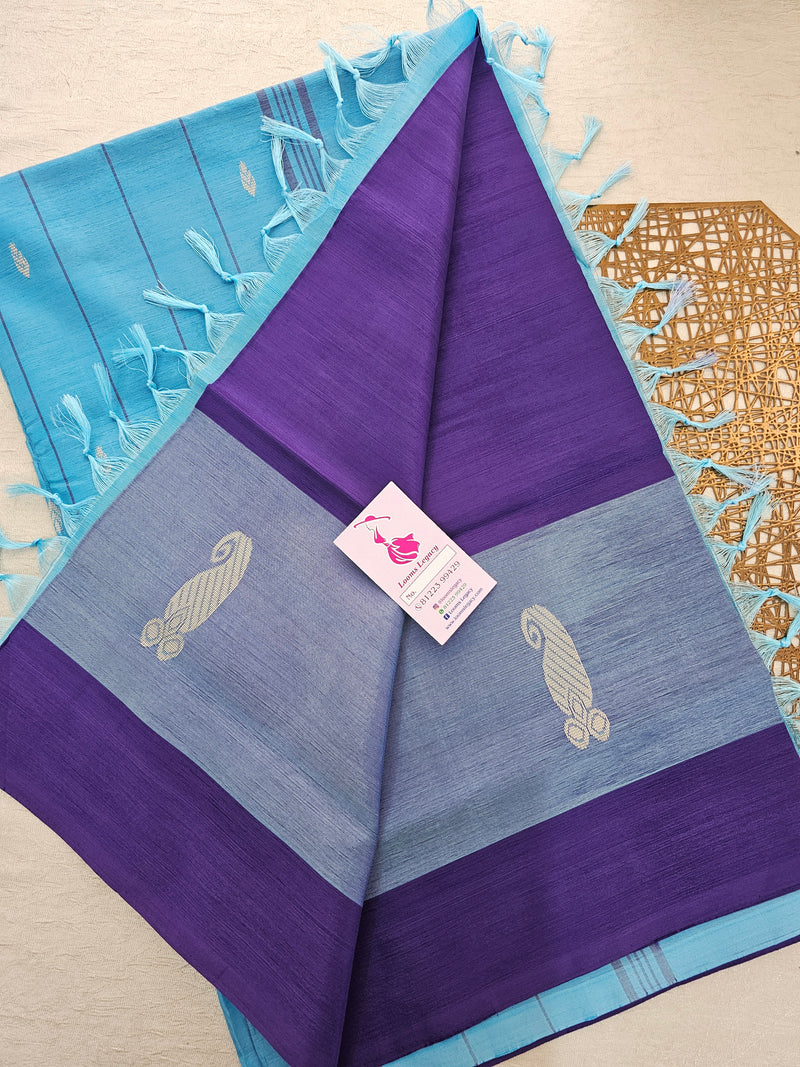 Violet with Blue Pallu Handwoven Chinnalampattu Saree