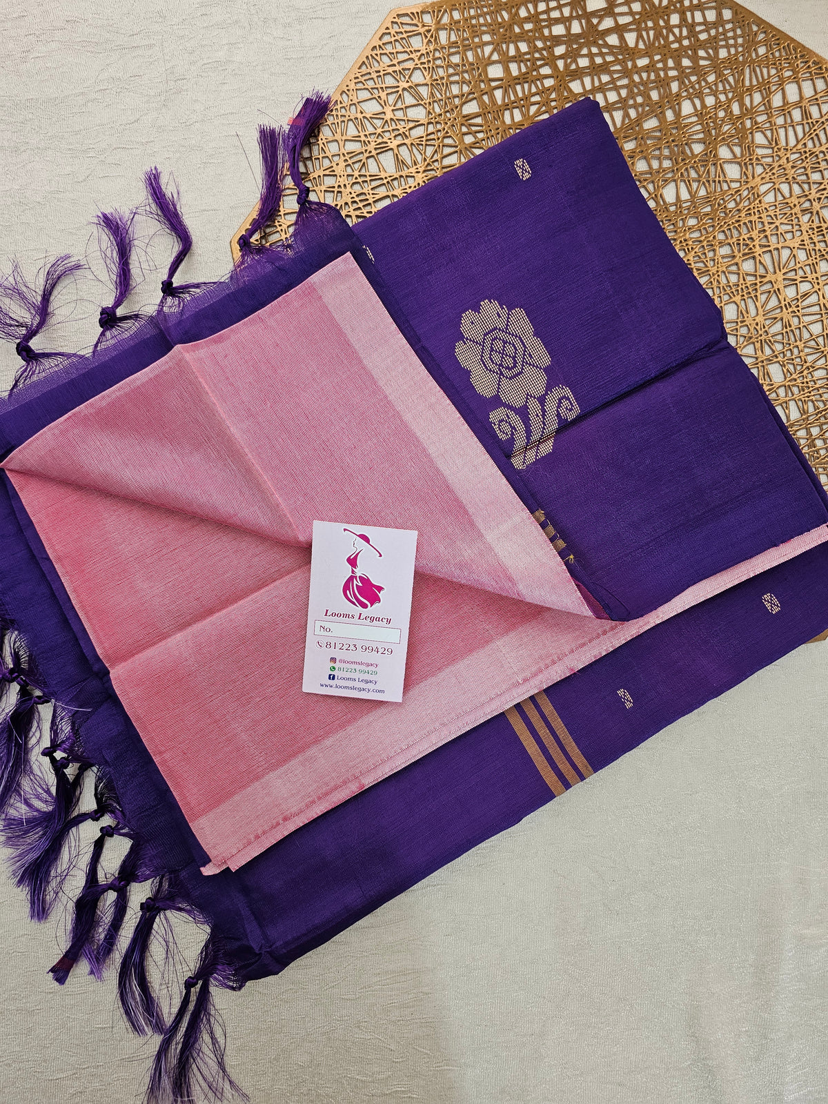 Pink with Purple Pallu Handwoven Chinnalampattu Saree