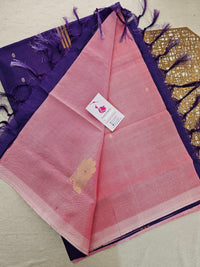 Pink with Purple Pallu Handwoven Chinnalampattu Saree