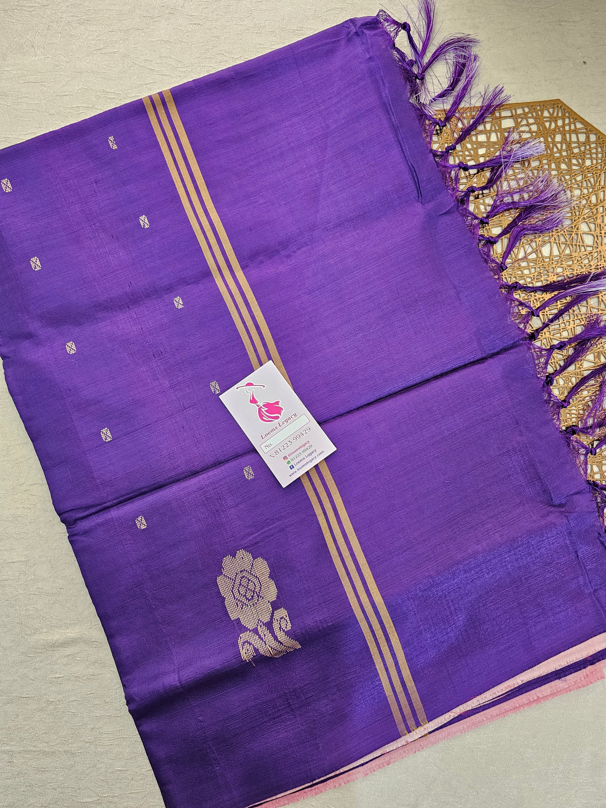 Pink with Purple Pallu Handwoven Chinnalampattu Saree