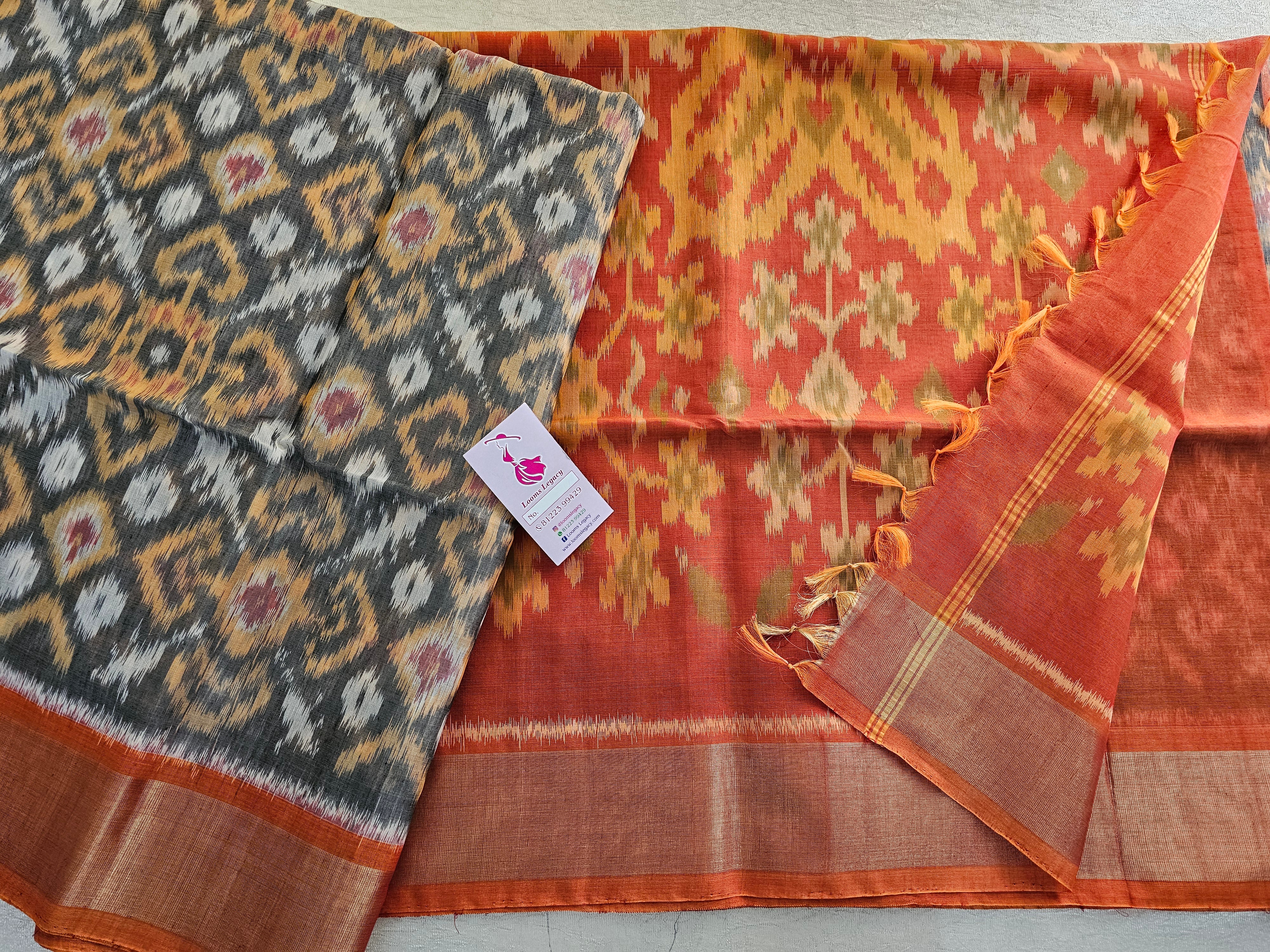 Ikkat Pochampally Cotton Silk Saree | TTDS480