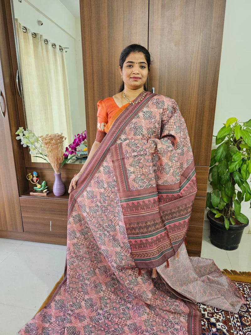 Semi Chanderi Saree - Light Pink Shade