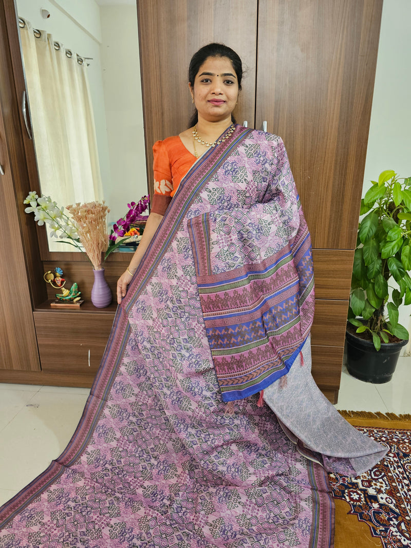 Semi Chanderi Saree - Light Lavender Shade