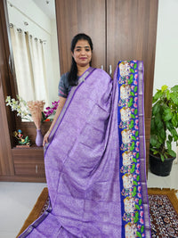 Pure Handloom Mangalagiri Silk Cotton with Digital Prints - Lavender with Purple