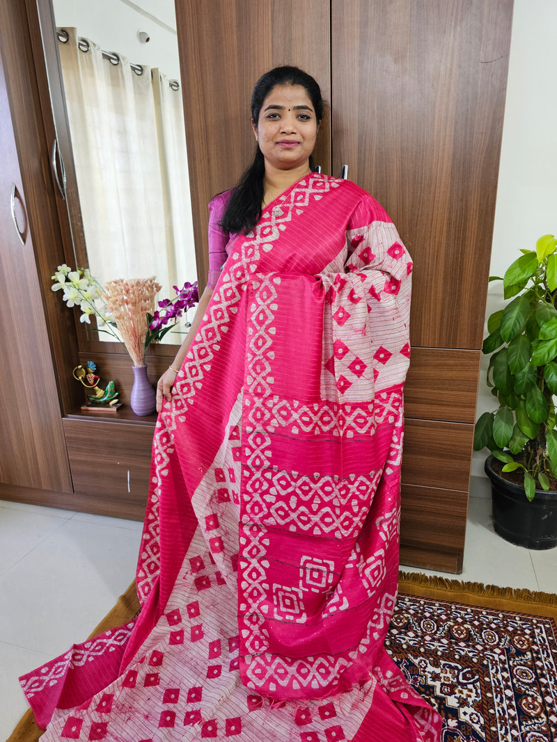 Bhagalpuri Silk Viscous with Sequence Weaving Pallu - Pink