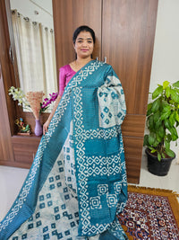 Bhagalpuri Silk Viscous with Sequence Weaving Pallu - Dark Peacock  Blue