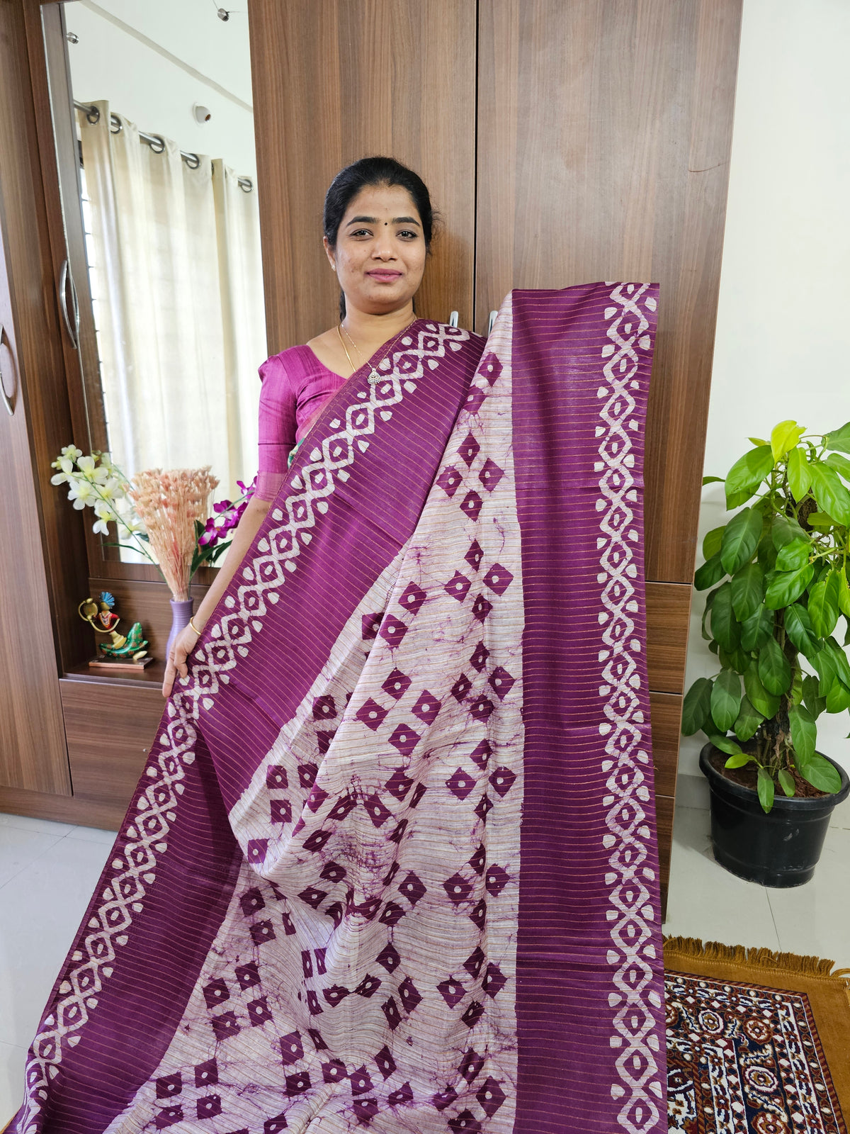 Bhagalpuri Silk Viscous with Sequence Weaving Pallu -Dark Purple