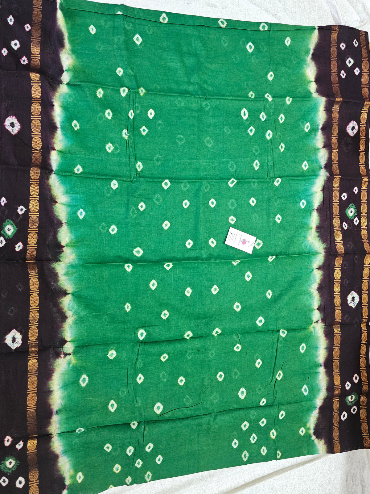 Madurai Sungadi Soft Cotton Saree with Borders - Green with Maroon