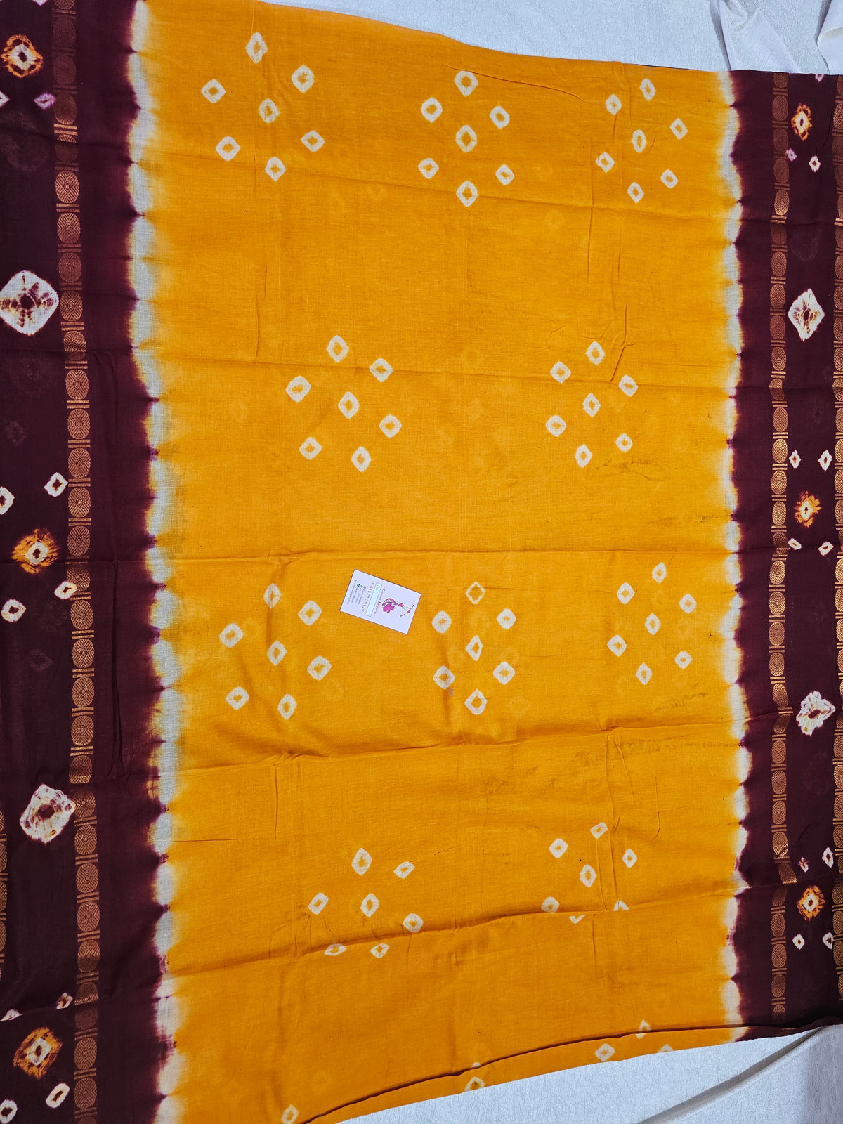 Madurai Sungadi Soft Cotton Saree with Borders - Yellow with Maroon